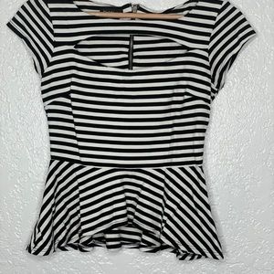 Bebe Black and White Peplum shirt